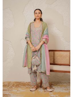 NEMAANI - Noor Green Kurta with Pant and Dupatta