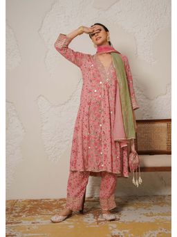 NEMAANI - Ira Pink A-Line Kurta with Pant and Dupatta