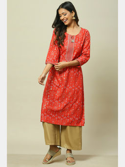 Rangriti - Red Viscose Straight Kurta