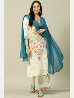 Rangriti - Cobalt Blue Cotton Blend Woven Dupatta