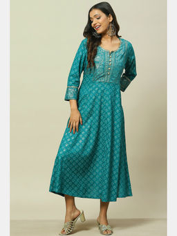 Rangriti - Green Viscose Straight Dress
