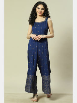Rangriti - Blue Polyester Straight Jumpsuit