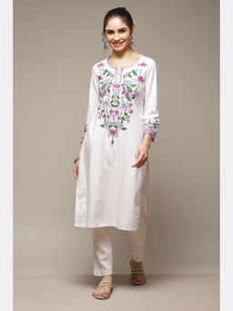 Rangriti - White Viscose Straight Kurta