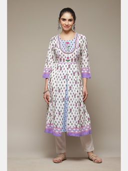 Rangriti - White Viscose Flared Kurta