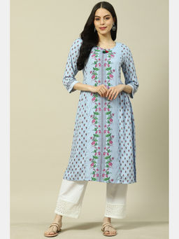 Rangriti - Blue Viscose Straight Kurta