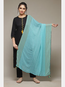 Rangriti - Blue Cotton Blend Printed Dupatta