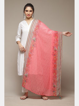 Rangriti - Coral Cotton Blend Printed Dupatta