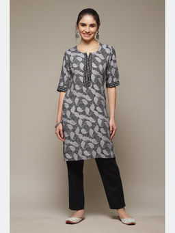 Rangriti - Black Viscose Straight Kurta