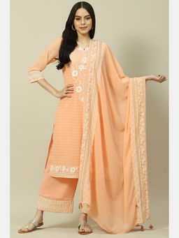 Rangriti - Peach Cotton Blend Printed Dupatta