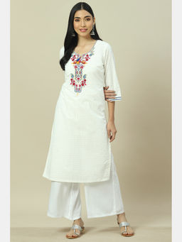 Rangriti - White Cotton Straight Kurta