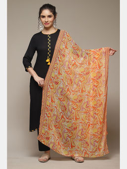 Rangriti - Orange Cotton Blend Printed Dupatta