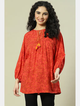 Rangriti - Orange Viscose Tiered Top