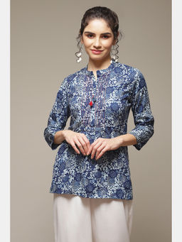Rangriti - Indigo Cotton Straight Top