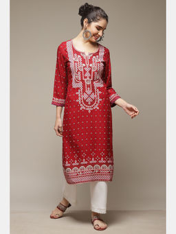 Rangriti - Red Viscose Straight Kurta