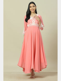 Rangriti - Pink Cotton Blend Flared Dress