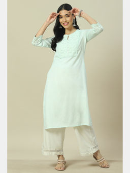 Rangriti - Mint Green Viscose Straight Kurta