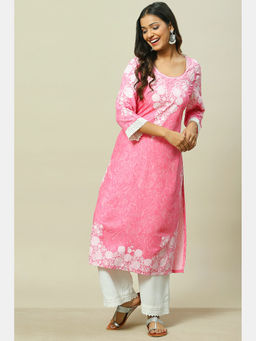 Rangriti - Pink Viscose Straight Kurta