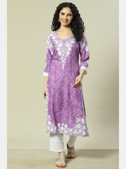 Rangriti - Purple Viscose Straight Kurta