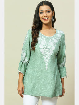 Rangriti - Green Viscose Straight Top