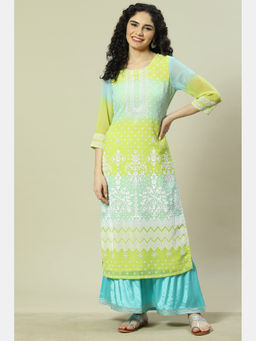 Rangriti - Green Cotton Blend Straight Kurta