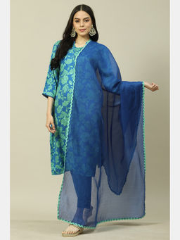 Rangriti - Indigo Cotton Blend Solid Dupatta