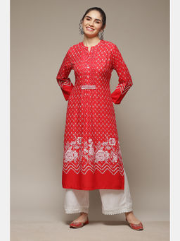 Rangriti - Red Viscose Straight Kurta