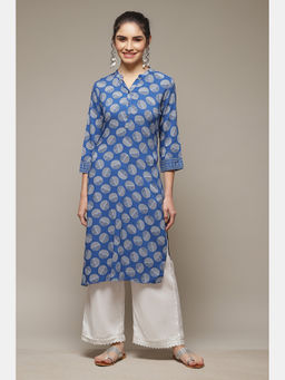 Rangriti - Blue Viscose Straight Kurta