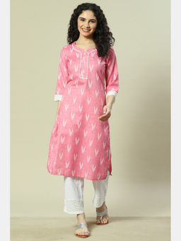 Rangriti - Pink Viscose Blend Straight Kurta