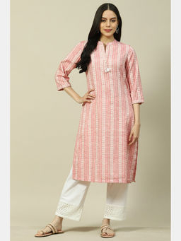 Rangriti - Pink Viscose Blend Straight Kurta