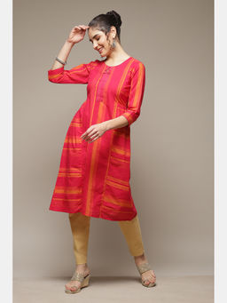 Rangriti - Red Viscose Blend Straight Kurta