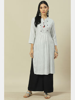 Rangriti - White Viscose Straight Kurta