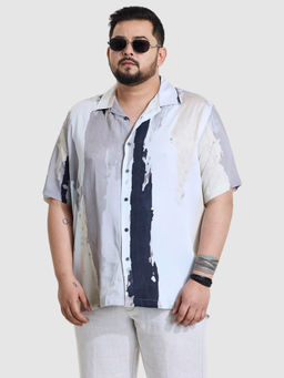 Snitch - Mens White Abstract Plus Size Shirt
