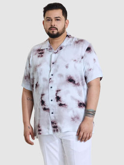 Snitch - Mens White Tie & Dye Relaxed Fit Plus Size Shirt
