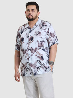 Snitch - Mens Off White Abstract Print Plus Size Shirt