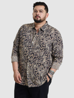Snitch - Mens Light Brown Animal Print Regular Fit Plus Size Shirt