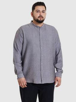 Snitch - Mens Grey Textured Regular Fit Plus Size Shirt