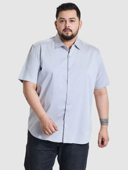 Snitch - Mens Grey Solid Regular Fit Plus Size Shirt