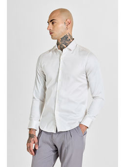 Snitch - Mens White Solid/Plain Full Sleeves Slim Formal Shirt