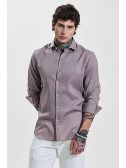 Snitch - Mens Mauve Solid/Plain Full Sleeves Slim Casual Shirt