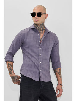 Snitch - Mens Lavender Checks Full Sleeves Slim Casual Shirt