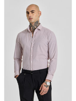 Snitch - Mens Light Pink Printed Full Sleeves Slim Casual Shirt