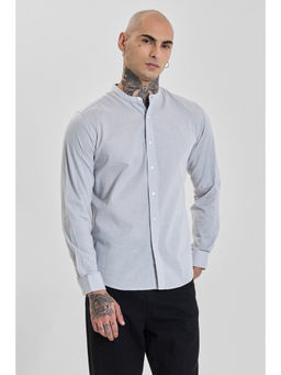 Snitch - Mens Grey Solid/Plain Full Sleeves Slim Casual Shirt