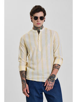 Snitch - Light Yellow Stripes Full Sleeves Slim Casual Shirt