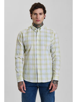 Snitch - Mens Yellow Checks Full Sleeves Slim Casual Shirt