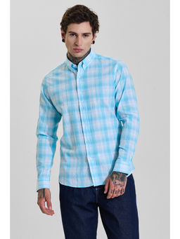 Snitch - Mens Blue Checks Full Sleeves Slim Casual Shirt