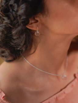 Divas Mantra - 92.5 Sterling Silver Muddy Waters Earrings with Pink Chalcedony