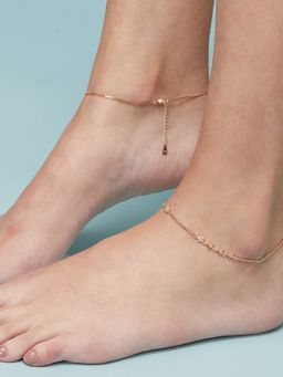 Zavya - 925 Pure Silver Anklets Rose Gold - Pair