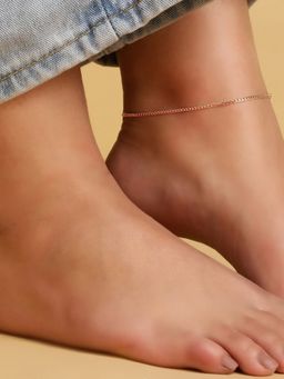 Zavya - Chain Look Rose Gold Plated 925 Sterling Silver Chain Anklet Single