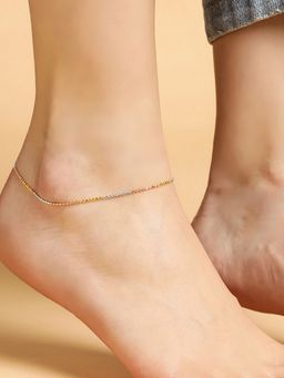 Zavya - Chain Looktri-Colour Plated 925 Sterling Silver Chain Anklet Single