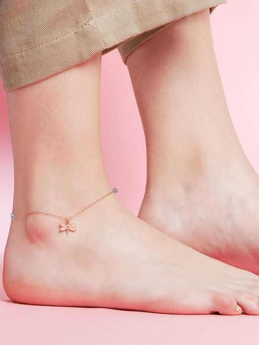 Pink Silver And Gold Ankle Bracelet Buy Rose Gold Heart Anklet At